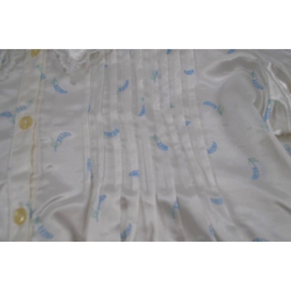 Jean Alison Nwt's Satin Long Gown‎ Nightgown Blue Floral Pin Tuck Women's M - Picture 9 of 16